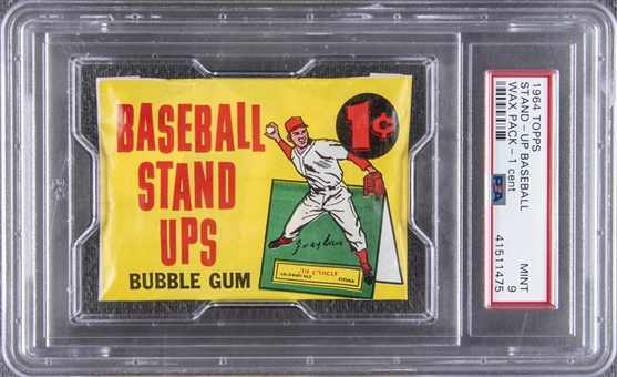 1964 Topps Baseball "Stand Ups" Unopened One-Cent Wax Pack – PSA MINT 9